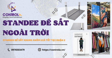 In banner cho standee đế sắt khung nhôm giá rẻ tại quận 2